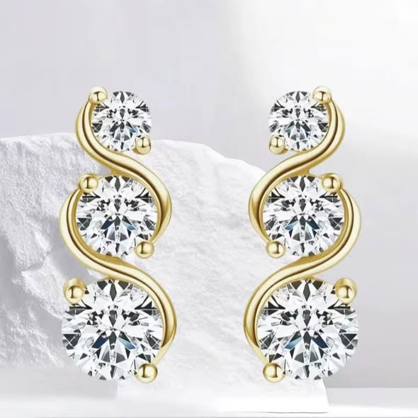Twisted Infinity Shape 925 Sterling Silver 5mm/4mm/3mm 1.8ct D VVS1 Moissanite Earrings