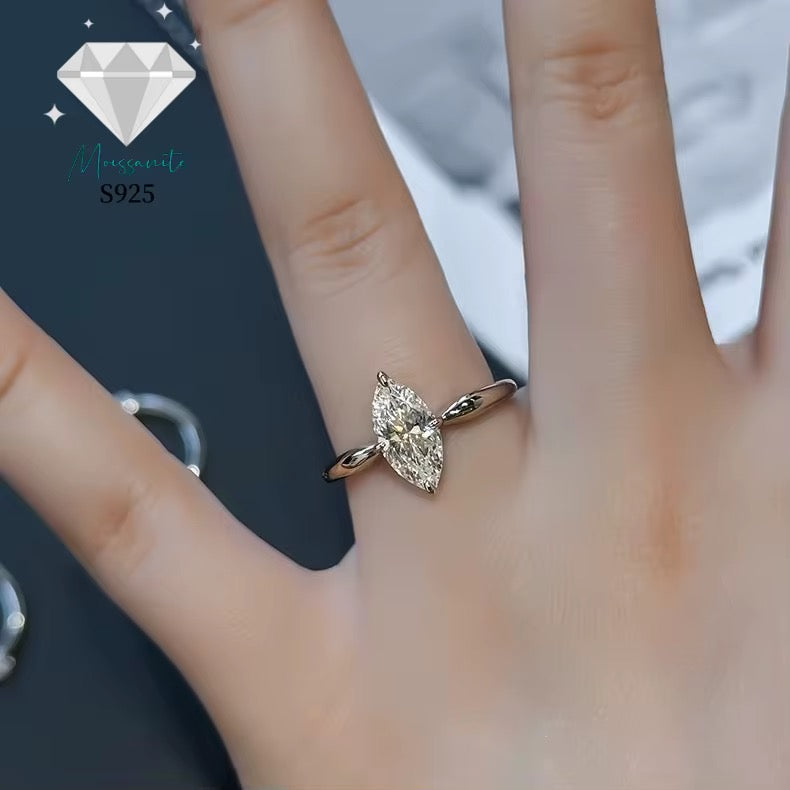 Sterling Silver 925 2ct Marquise Cut Moissanite Ring
