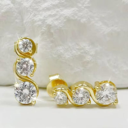 Twisted Infinity Shape 925 Sterling Silver 5mm/4mm/3mm 1.8ct D VVS1 Moissanite Earrings