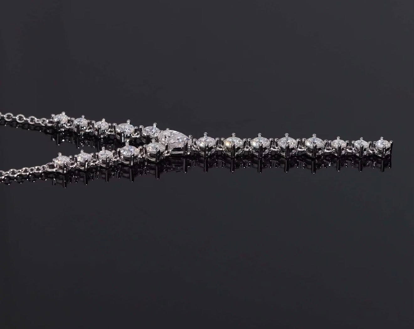 Women Necklace Chain 925 Solid Silver Elegance GRA Moissanite Diamond Sparkling Necklace
