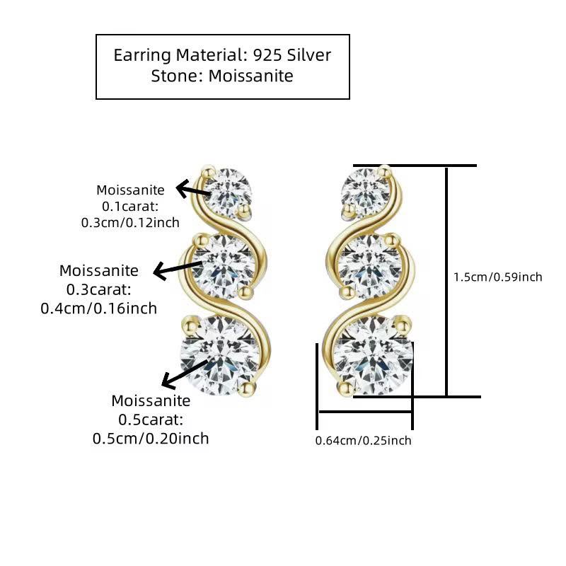 Twisted Infinity Shape 925 Sterling Silver 5mm/4mm/3mm 1.8ct D VVS1 Moissanite Earrings