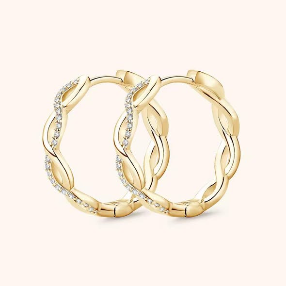 0.1 Carat S925 Sterling Silver D VVS1 Moissanite Twist Earrings High -End Design Niche Exquisite Gift for Couples