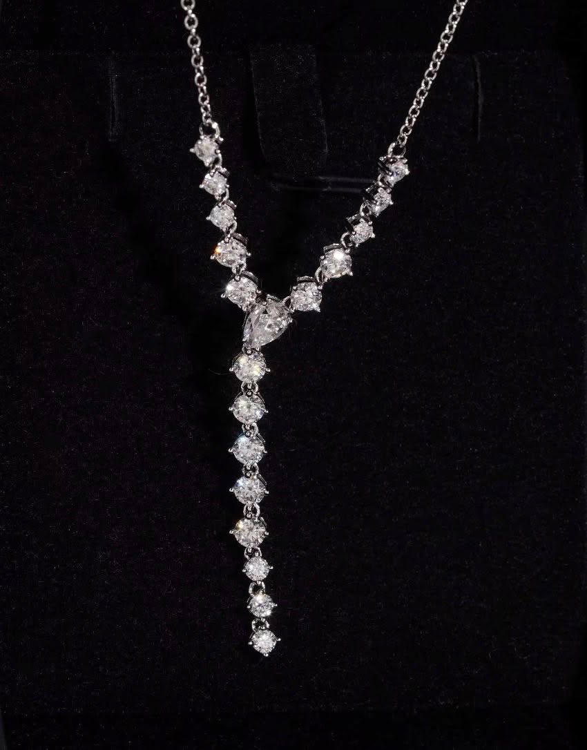 Women Necklace Chain 925 Solid Silver Elegance GRA Moissanite Diamond Sparkling Necklace