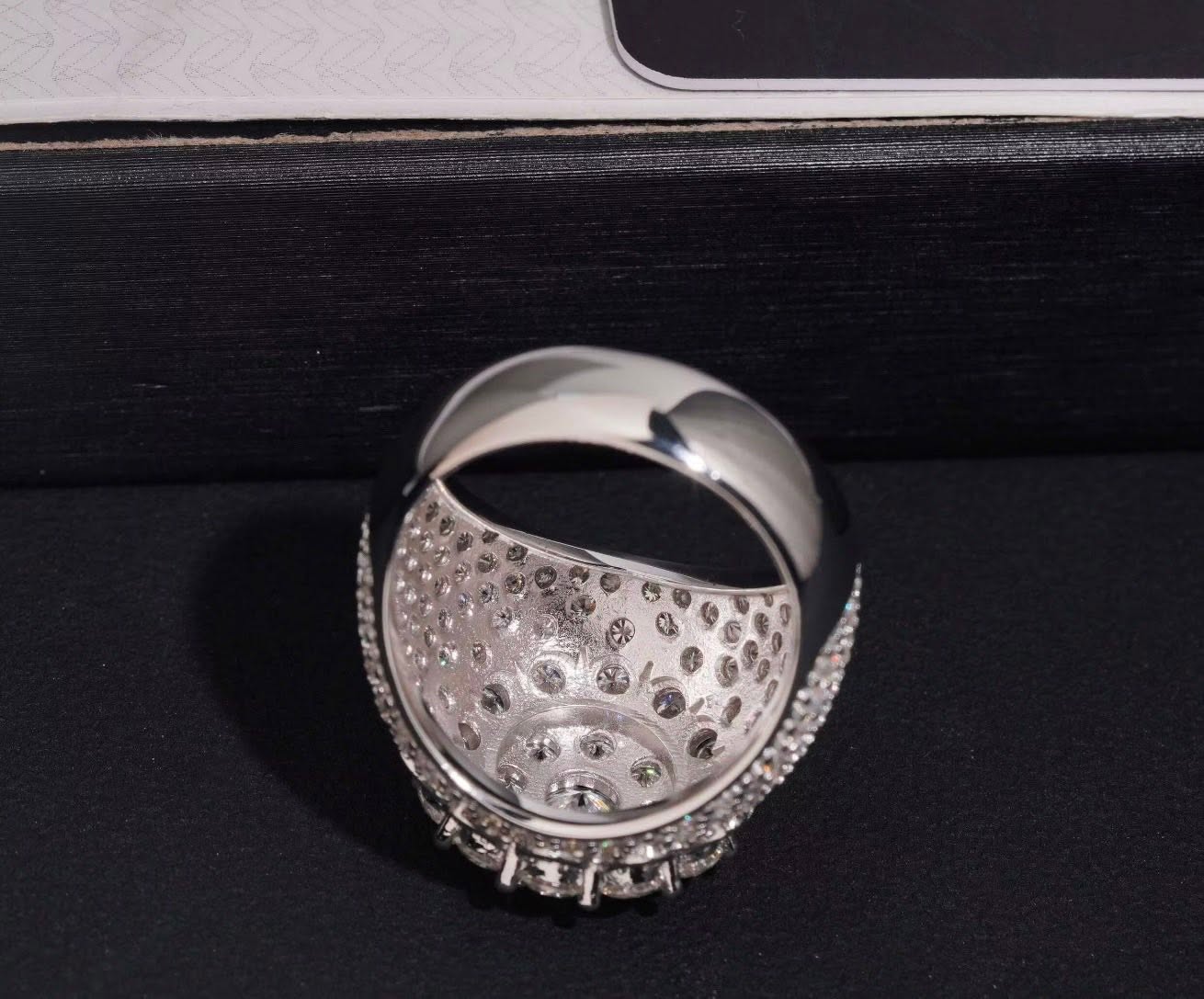 Hip Hop Fine Jewelry Passed Diamond Tester 925 Silver Iced Out VVS1 Moissanite Cluster Prong Dome Ring for Men Women