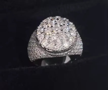 Hip Hop Fine Jewelry Passed Diamond Tester 925 Silver Iced Out VVS1 Moissanite Cluster Prong Dome Ring for Men Women