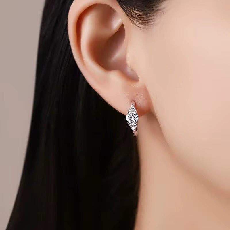 Sterling Silver 925  1 Carat D VVS1 Moissanite Buckle Earrings