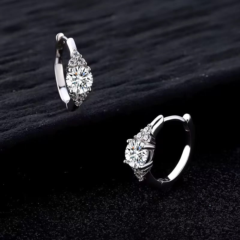 Sterling Silver 925  1 Carat D VVS1 Moissanite Buckle Earrings