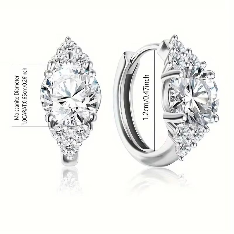 Sterling Silver 925  1 Carat D VVS1 Moissanite Buckle Earrings