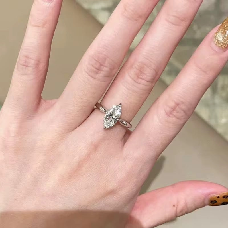 Sterling Silver 925 2ct Marquise Cut Moissanite Ring