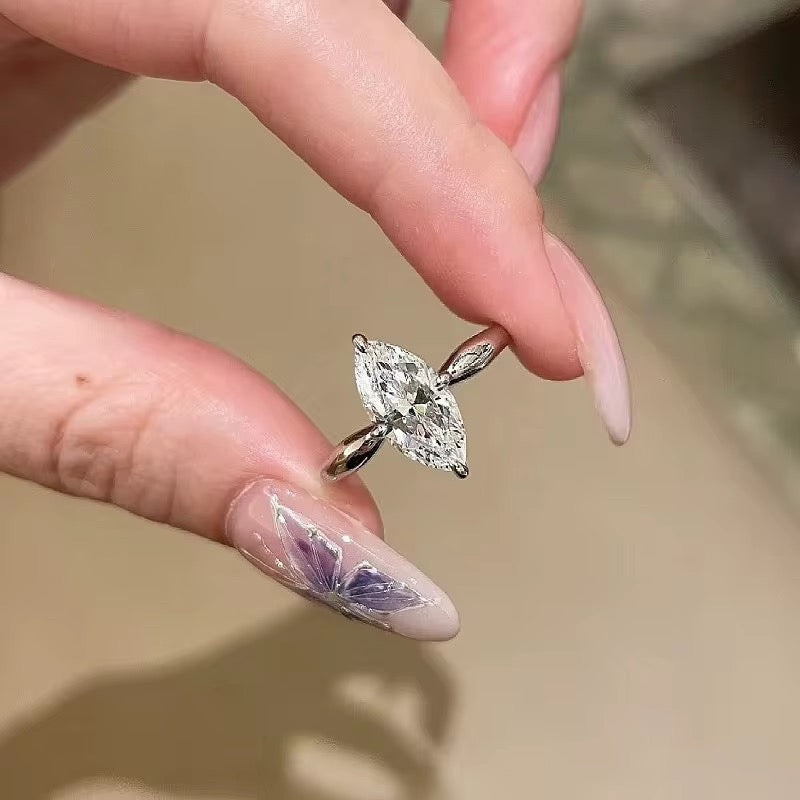 Sterling Silver 925 2ct Marquise Cut Moissanite Ring