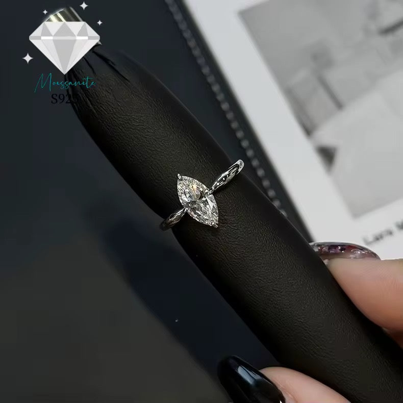 Sterling Silver 925 2ct Marquise Cut Moissanite Ring