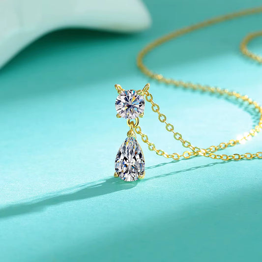 Sterling Silver 925 Pear Round Cut Moissanite Jewelry Necklaces