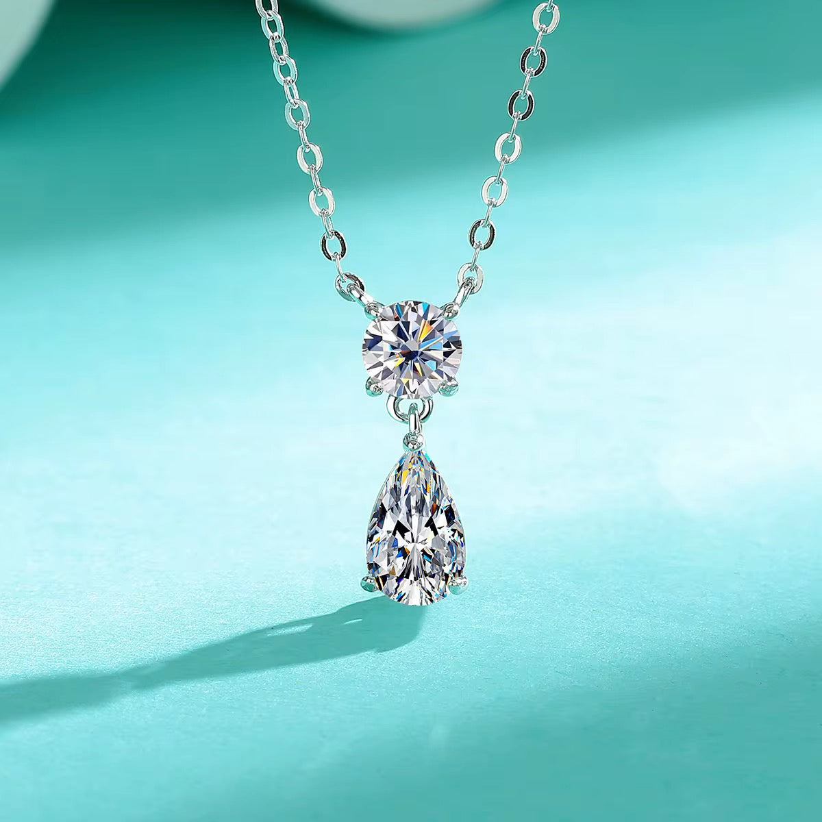 Sterling Silver 925 Pear Round Cut Moissanite Jewelry Necklaces
