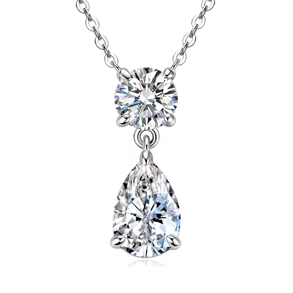 Sterling Silver 925 Pear Round Cut Moissanite Jewelry Necklaces