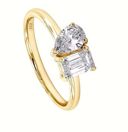Sterling Silver 925 Toi Et Moi D VVS1 Moissanite Ring