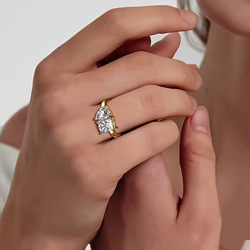 Sterling Silver 925 Toi Et Moi D VVS1 Moissanite Ring